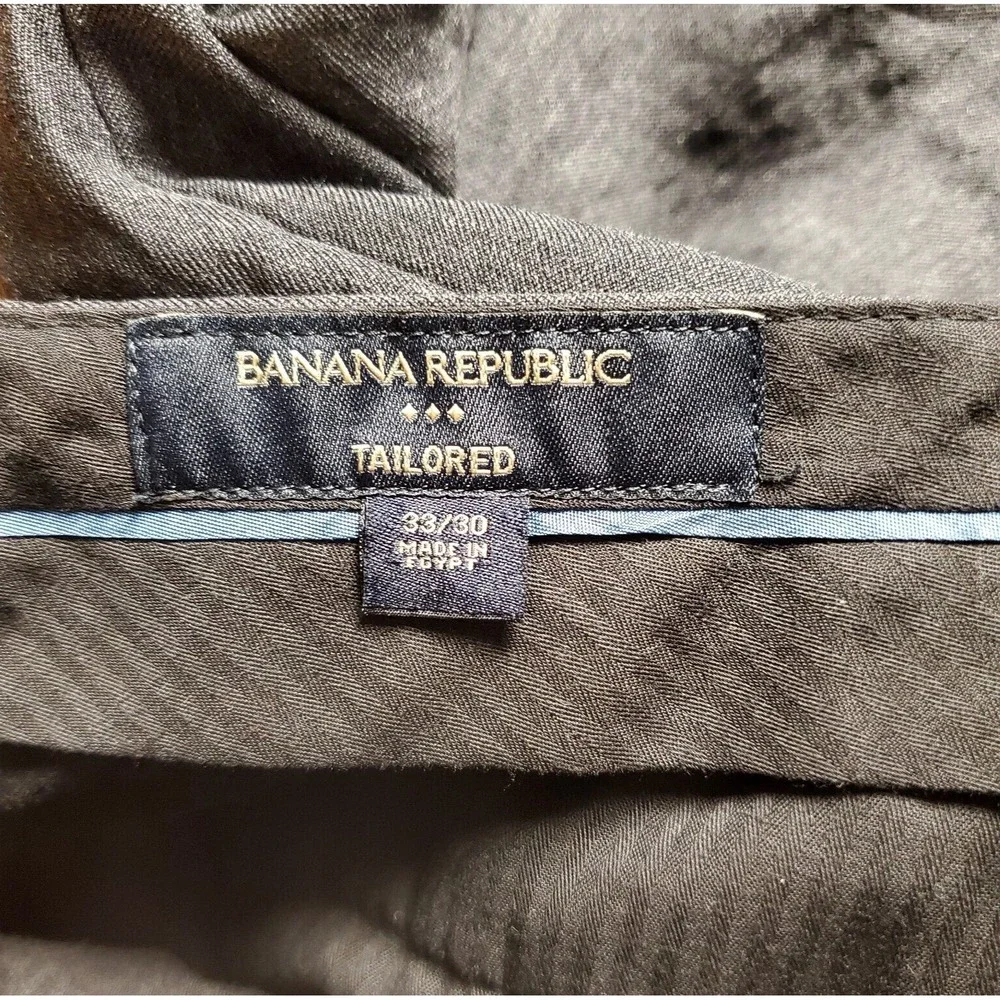 Banana Republic Tailored Fit Dress Pants Mens Black Lined Wool Size 33/26 Hemmed